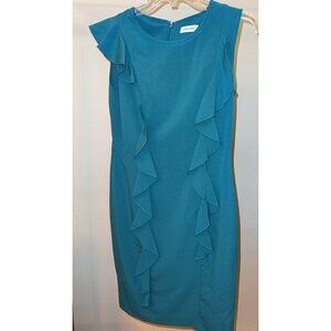 Calvin Klein Turquoise Ruffle Sleeveless Dress Size 4